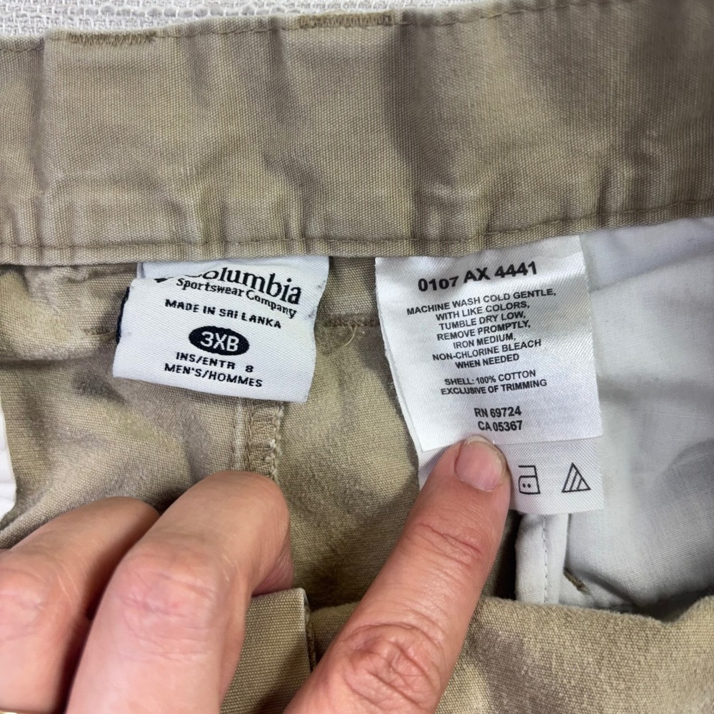 Columbia Mens Khaki Cotton Cargo Shorts 3XB Tan Hiking Utility‎ Outdoor - Picture 3 of 11